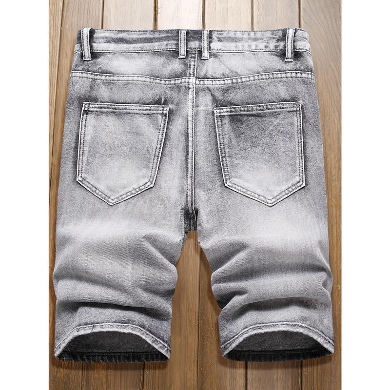 New-Mens fashionable ripped denim shorts-casual street style with distressed detailing-comfortable straight leg fit for trendy summer wear Jean Menswear Trouser Streetwear