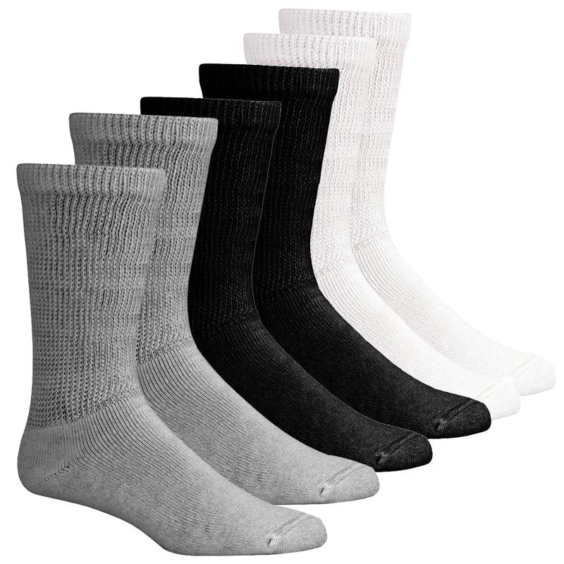 12 Pairs Diabetic Socks for Unisex Loose Fit Non-Binding Cotton Crew Socks