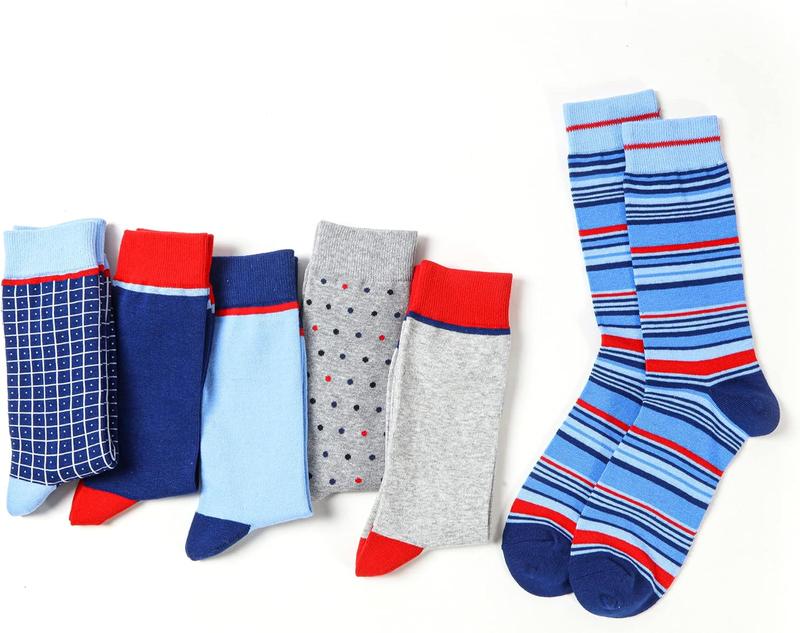 6 Pack Dress Socks for Men, Classic Patterned Soft Comfortable Casual Business Socks