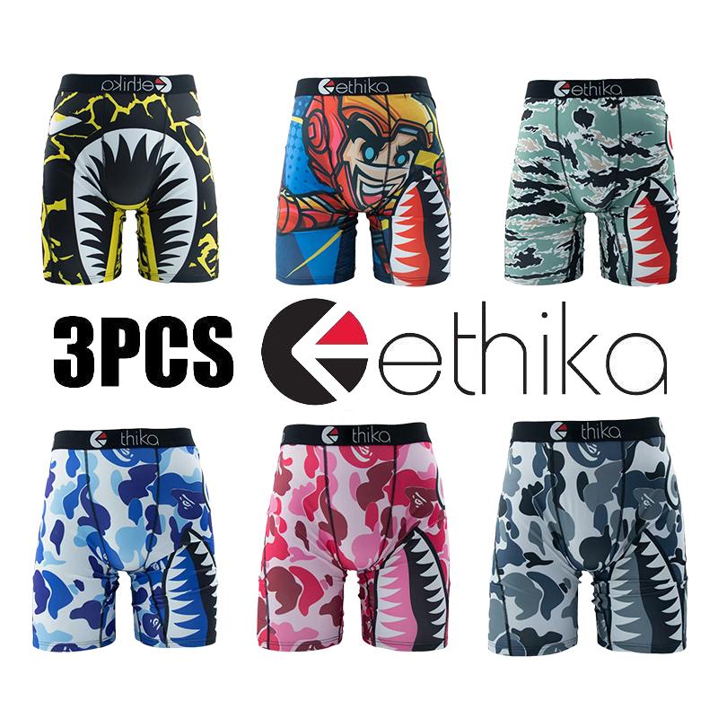 3-piece set of sexy men's ethika underwear, featuring fashion prints, breathable fabric, plus size, men'sathletic boxer shorts, and novelty boxer briefs Menswear Lingerie