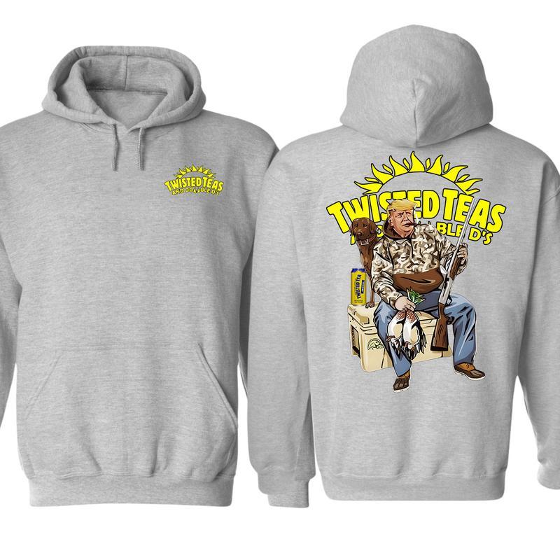 Twisted Tea Hunting Hoodie - Fun Unisex Pullover with Hunting Graphic, Dog and Duck Design, Perfect Fall Apparel for Outdoor Enthusiasts, Cozy and Stylish for Holiday Celebrations Underwear Menswear Tops