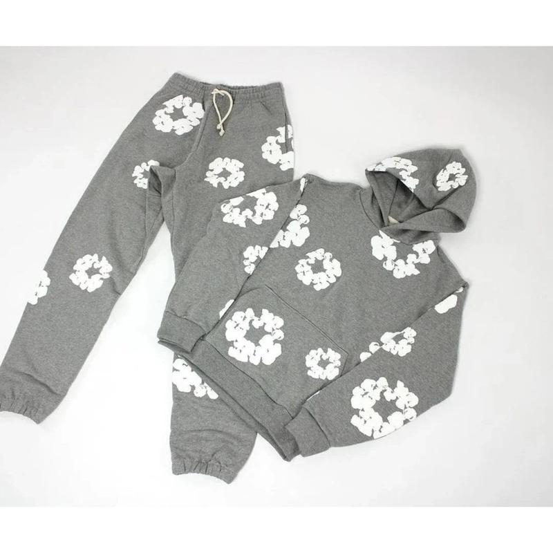 High Street Puff Print Hooded Sweater Set Men's Fashion All-Matching Sweatshirt and Sweatpants Suit