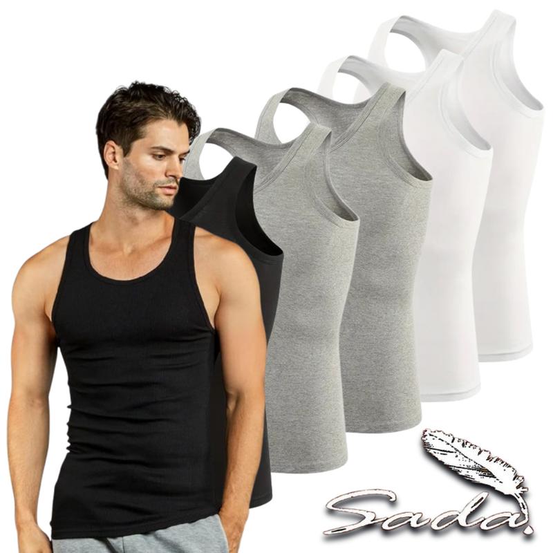 Sada Tank-Top A-Shirt (6pc) 100% Cotton Muscle-Shirt