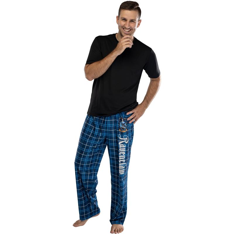 Harry Potter Adult Mens' House Crest Plaid Pajama Pants - All 4 Houses Gryffindor, Ravenclaw, Slytherin, Hufflepuff