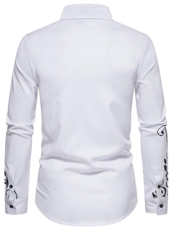 Men's Regular Fit Plants Print Long Sleeve Button Down Shirt, Casual Collared Button Front Top for Spring & Fall, Fashion Men's Streetwear Clothes for Daily Wear Longsleeves