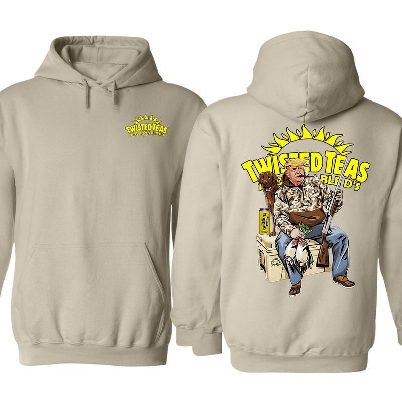 Twisted Tea Hunting Hoodie - Fun Unisex Pullover with Hunting Graphic, Dog and Duck Design, Perfect Fall Apparel for Outdoor Enthusiasts, Cozy and Stylish for Holiday Celebrations Underwear Menswear Tops