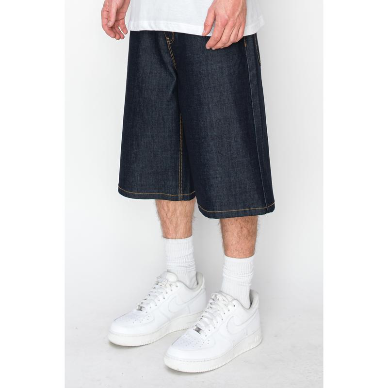 Men's Baggy Fit Raw Denim Shorts-Comfort Stretch