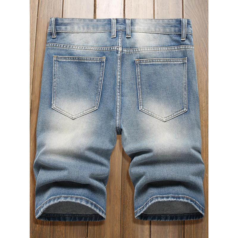 New-Mens fashionable ripped denim shorts-casual street style with distressed detailing-comfortable straight leg fit for trendy summer wear Jean Menswear Trouser Streetwear