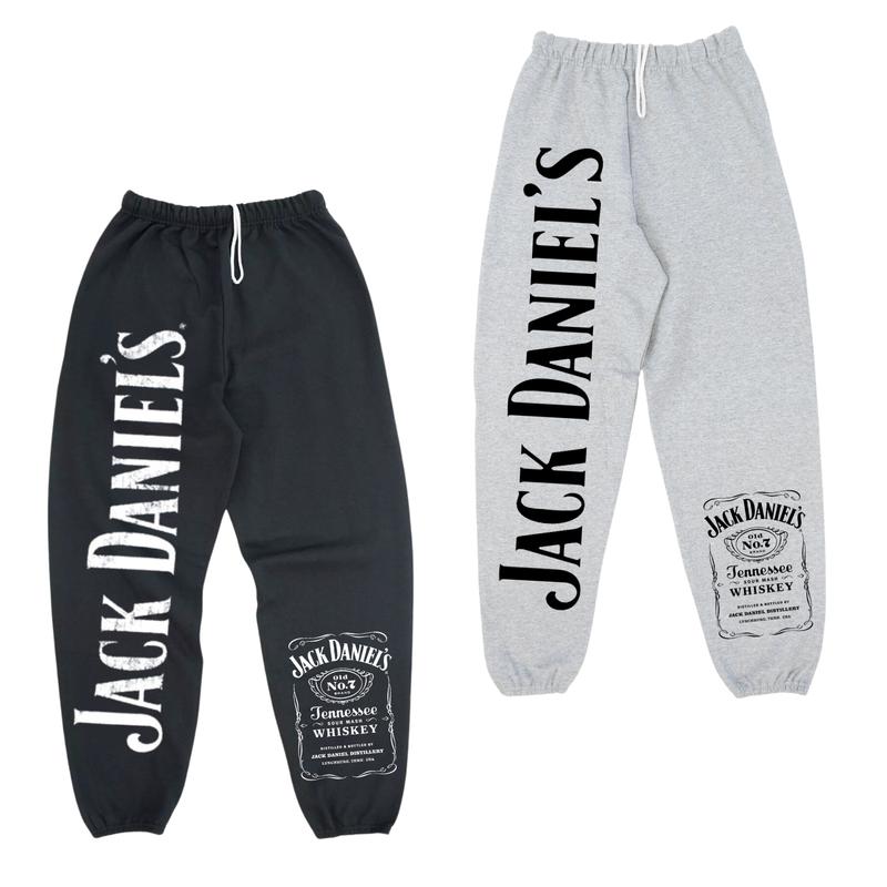 Jack DaniieeIl Text & Label Streetwear Sweatpants, Men's Jogging Pants Hip-hop Street Pants, Streetwear Hip Hop Joggers, Men Sweatpants Gift, Gift For Him