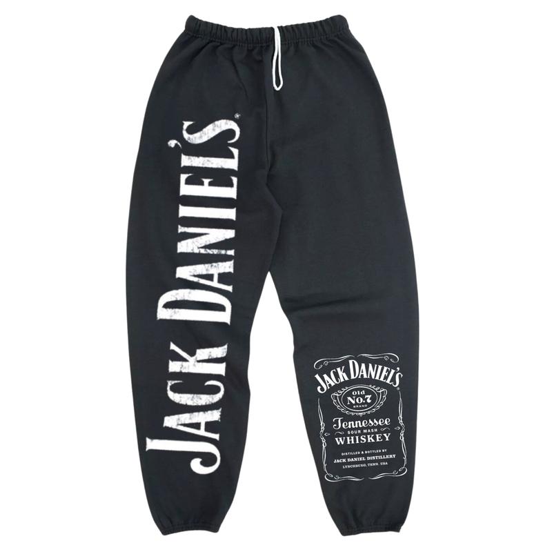 Jack DaniieeIl Text & Label Streetwear Sweatpants, Men's Jogging Pants Hip-hop Street Pants, Streetwear Hip Hop Joggers, Men Sweatpants Gift, Gift For Him