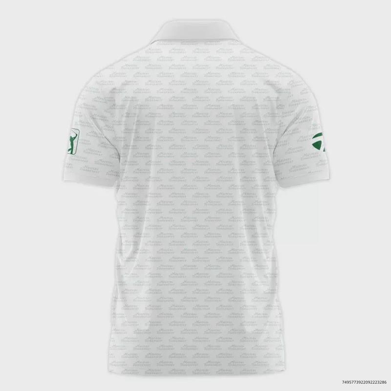 Masters Tournament Golf Taylor 3D Print Polo Shirt Logo Text White Green - Made For Men Golfer Fabric Menswear