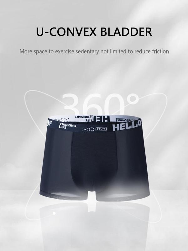 Men's Letter Tape Boxer Brief, Breathable Comfy Underwear for Daily Wear, Casual Men's Underwear for All Seasons