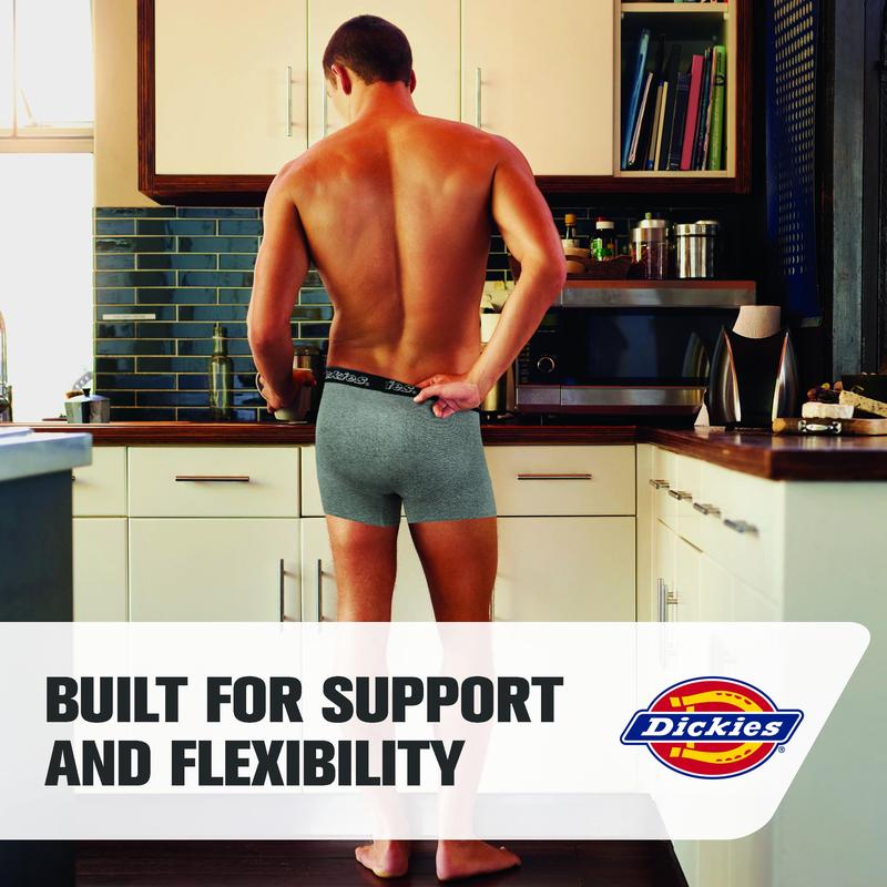 Dickies Mens Underwear Pack of 4 Boxer Briefs, Cotton Stretch Boxers for Men