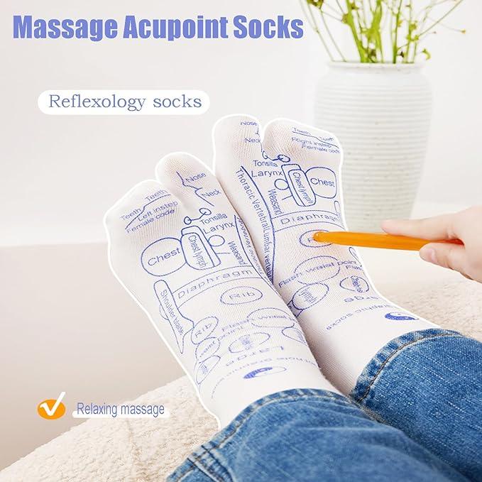 Reflexology Socks Set - Reflexology Socks With Massage Tool - Foot Pain Relief And Acupressure Reflexology Foot Massage Socks White Cotton Menswear Elastic Underwear For Women Man