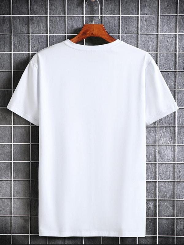 Men's Regular Fit Letter Graphic Round Neck Tee, Casual Short Sleeve T-Shirt for Summer, Mens Clothes for Daily Wear