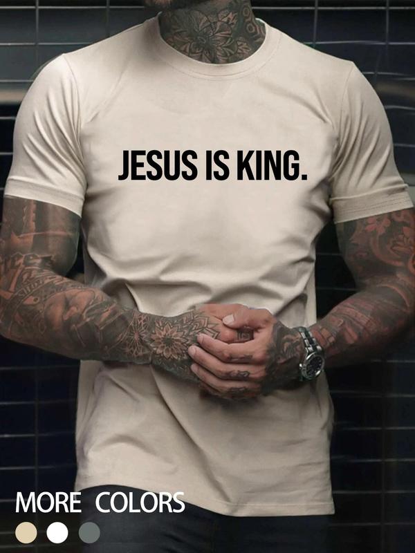 Men's Easter Slogan Print Round Neck Tee, Street Regular Fit Crewneck Shortsleeve T-shirt,  Graphic Tees for Men, Summer Clothes, Men's Streetwear, Graphic Tee, Classic Menswear