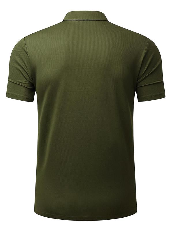 Men's Solid Color Polo Shirt, Breathable Comfortable Quick Drying Golf Business Casual Shirt, Men's Sportswear for Indoor Outdoor Sports,  Gym Tops, Polo Shirts Men, Gym Clothes
