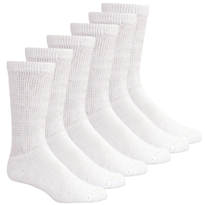 12 Pairs Diabetic Socks for Unisex Loose Fit Non-Binding Cotton Crew Socks