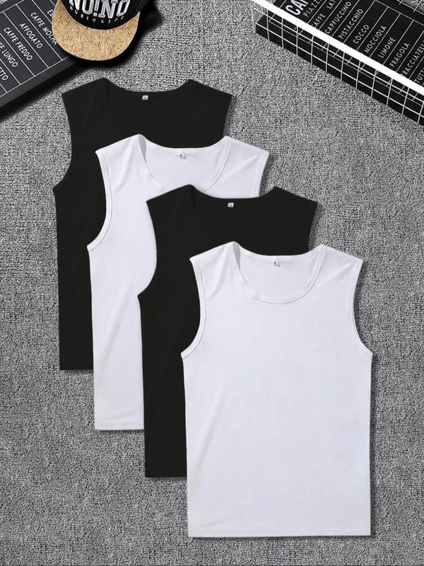 Men's Plain Round Neck Sleep Tank Top, Soft Comfy Sleepwear, Basic Menswear, Comfy Cozy Loungewear Set for Daily Wear, Summer Wear 2024