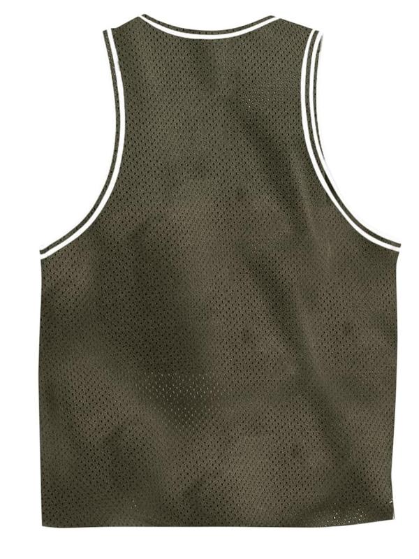 Men's Striped Trim Racer Back Round Neck Tank Top, Summer Outfits, Regular Fit Casual Sleeveless Crew Neck Vest for Summer, Fashion Men's Streetwear Top for Daily Wear, Summer Tops 2024