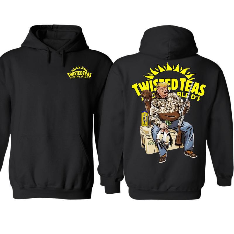 Twisted Tea Hunting Hoodie - Fun Unisex Pullover with Hunting Graphic, Dog and Duck Design, Perfect Fall Apparel for Outdoor Enthusiasts, Cozy and Stylish for Holiday Celebrations Underwear Menswear Tops