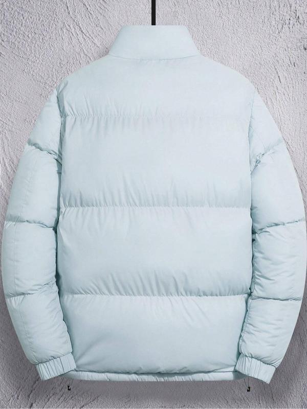 Men's Solid Pocket Zip Up Hooded Winter Coat, Regular Fit Casual Long Sleeve Thermal Lined Outerwear for Fall & Winter, Men's Clothes for Daily Wear