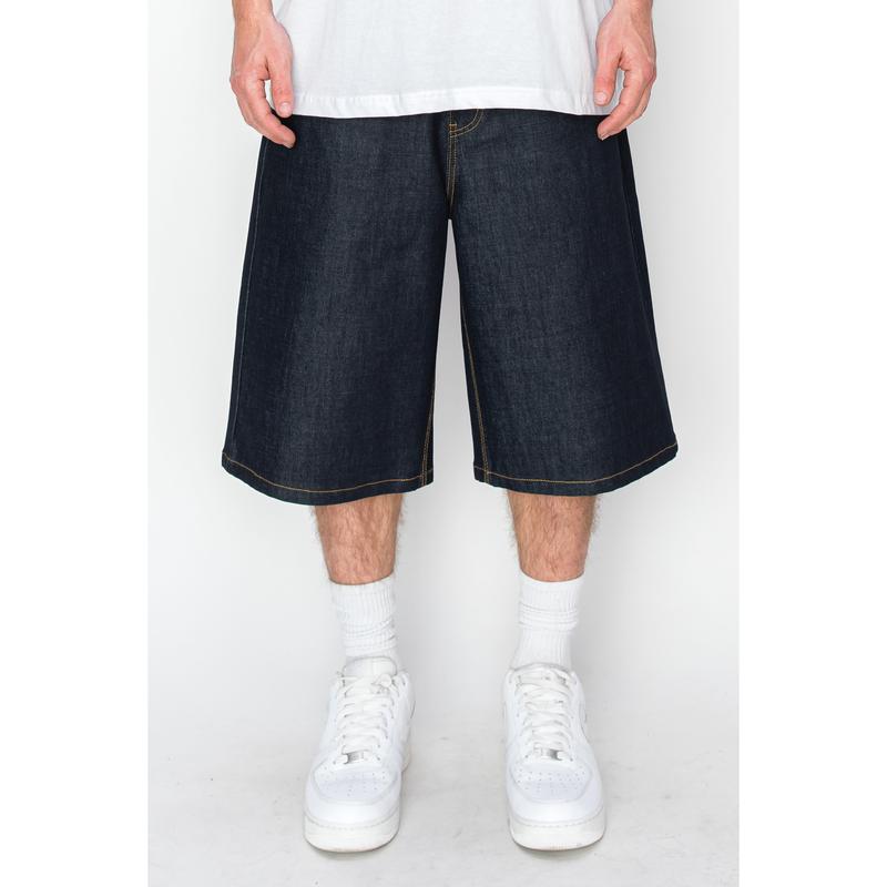 Men's Baggy Fit Raw Denim Shorts-Comfort Stretch