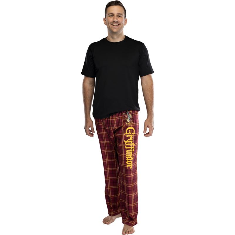 Harry Potter Adult Mens' House Crest Plaid Pajama Pants - All 4 Houses Gryffindor, Ravenclaw, Slytherin, Hufflepuff