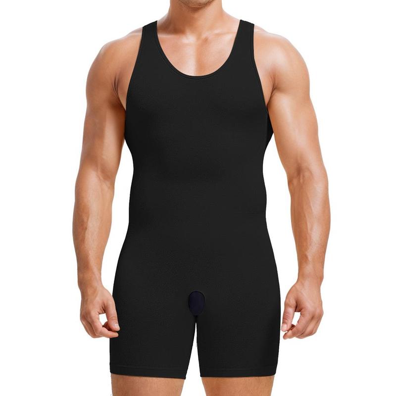 Nebility Men's Bodysuit With Open Crotch Shapewear Underwear Romper