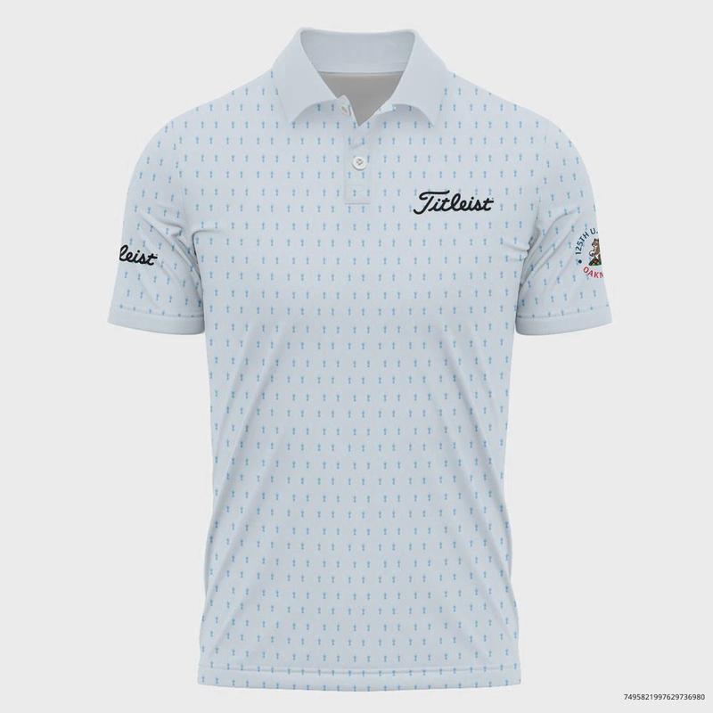 Special Release Light Blue Titleistt 125th U.S. Open Oakmont Polo Shirt All Over Prints  Sports Golf Polo Shirt for Men