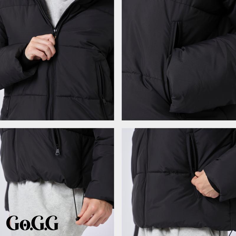 [Bargin-hunting No restocks]Go.G.G Fitted Detachable Hooded Puffer Jacket, Men's Women's Winter Basic Warm Coat with Removable Hood Zip Deep Pockets