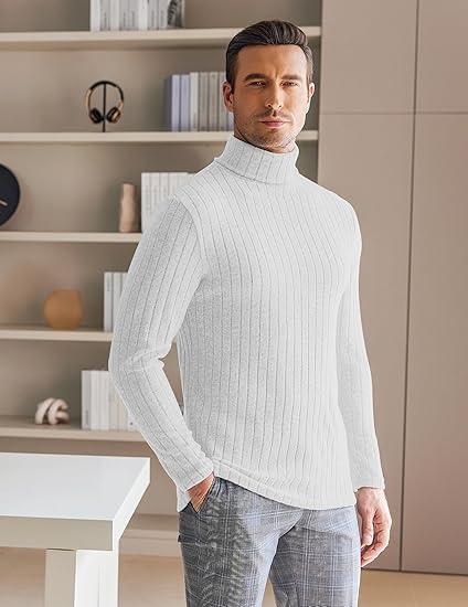 Coofandy Men Turtleneck Shirts Lightweight Long Sleeve T Shirt Ribbed Thermal Tops Baselayer Pullover S-XXL Clothing Menswear Knitwear Soft