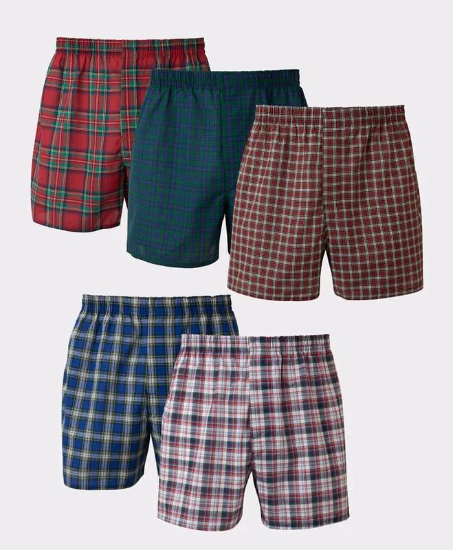 Hanes Men's Ultimate Tartan Boxer, Blue Red Green 5-Pack