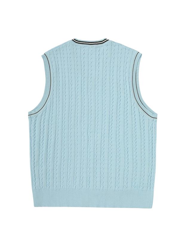 Men's Striped V Neck Sweater Vest, Loose Casual Sleeveless Knit Top for Fall & Winter, Men's Knit Clothing for Daily Wear