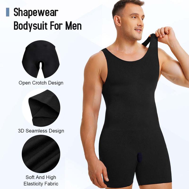 Nebility Men's Bodysuit With Open Crotch Shapewear Underwear Romper