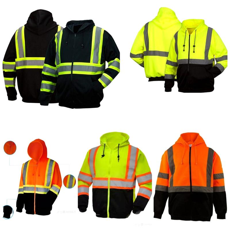 High Visibility Safety Sweaters in various colors   Class 3 Safety Sweater with Hoodie and zipper closure