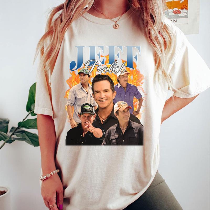 Jeff Probst Shirt, Jeff Probst Presenter Homage Shirt, Television Presenter Tee,TV Producer Shirt Menswear Streetwear Man Casual Shortsleeve Crewneck Tshirt Tops