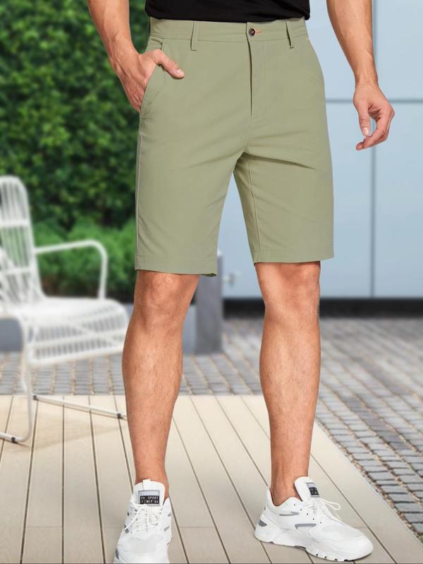 Men's Regular Fit Solid Pocket Button Bermuda Shorts, Casual Comfy  Shorts for Summer, Men's Bottoms for Daily Wear