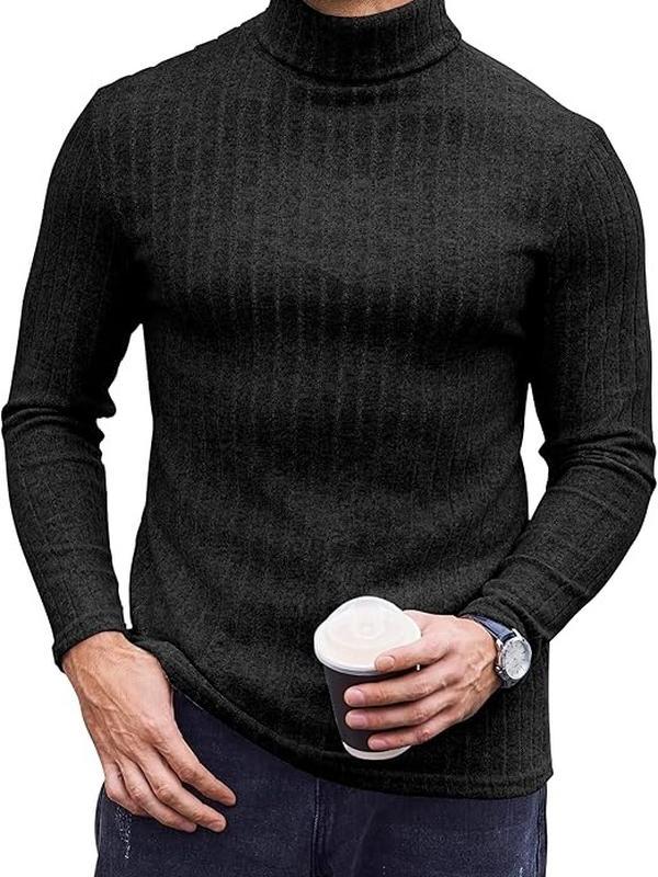 Coofandy Men Turtleneck Shirts Lightweight Long Sleeve T Shirt Ribbed Thermal Tops Baselayer Pullover S-XXL Clothing Menswear Knitwear Soft