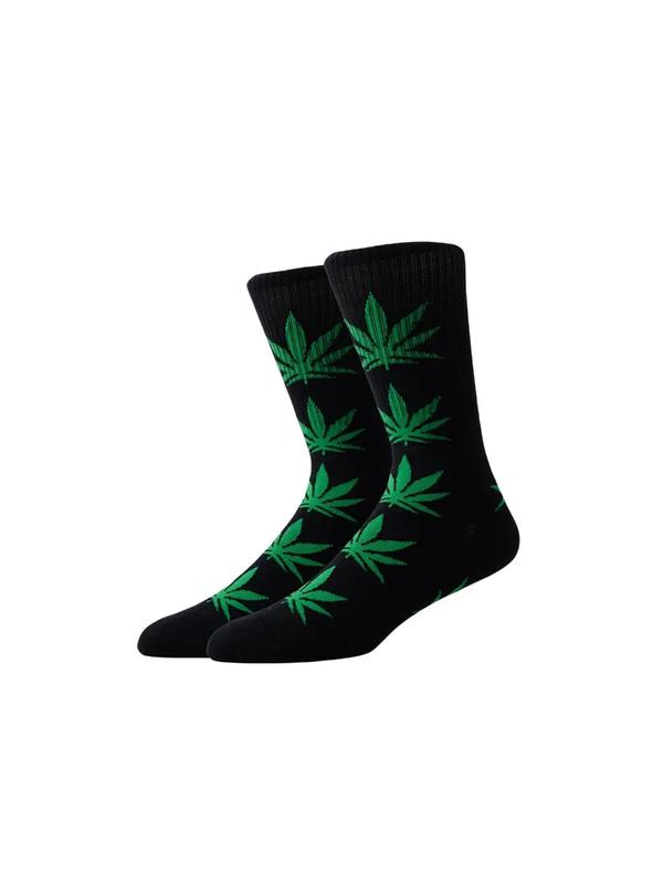 Men's Tropical Leaf Print Crew Socks, Casual Comfortable Breathable Mid-calf Socks for Daily Outdoor Wear, Socks for Men, Mixed Color Socks for Men, Menswear, Gifts for Boyfriend