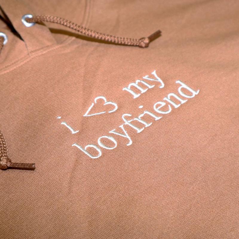 I Love My Girlfriend and Boyfriend Embroidered T-Shirt Hoodie Sweatshirt, I Heart My Girlfriend Shirt, Anniversary Gift, Valentine Gift, Boyfriend Shirt For Him, Her, Unisex, Christmas Gift, Boyfriend Gift Cotton Top Womenswear Pullover Handmade