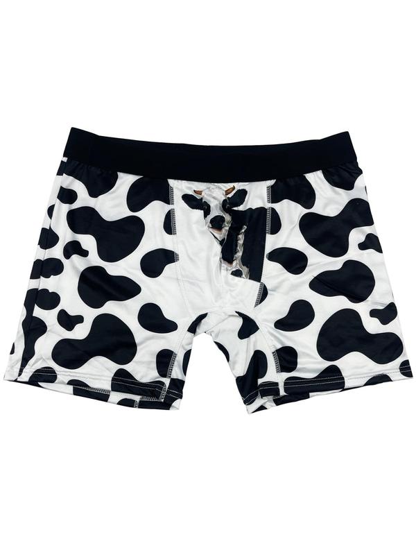 Men's Comfy Cow Print Boxer Brief, Casual Breathable Underwear for Daily Wear, Mens Underwear for All Seasons