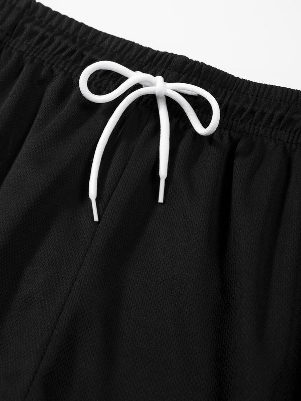 Men's Contrast Binding Drawstring Split Track Shorts, Shorts for Men, Casual Breathable Pocket Elastic Waist Shorts for Summer, Fashion Men's Bottoms for Daily Wear