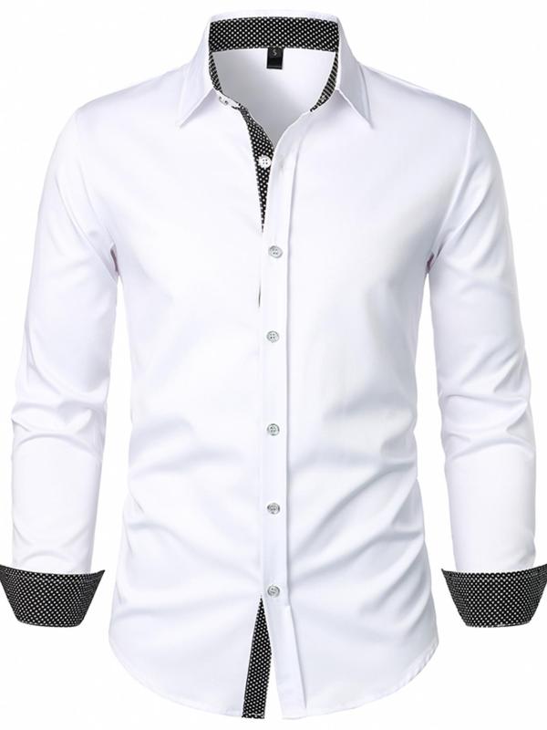 Men's Matching Solid Button Front Long Sleeve Shirt, Streetwear, Regular Fit Casual Collared Top for All Seasons, Back-to-School Clothing, Shirts for Men, Classic Menswear, 2000s Clothes, Men's Clothing, Men's Tops, Fall Clothes 2024 Longsleeves