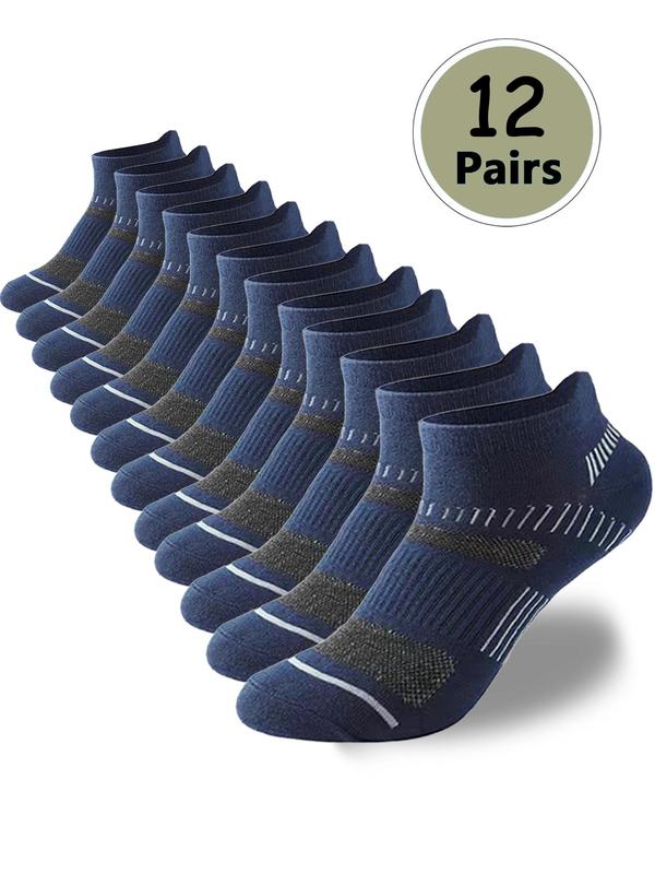 Men's 12 Pairs Graphic Print Ankle Socks, Moisture Wicking Athletic Socks, Soft Comfy Breathable  Socks for Men