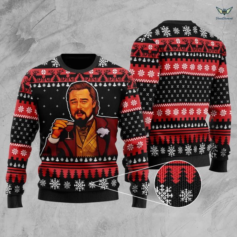 Laughing Leo Ugly Christmas Sweater | Leo Meme Ugly Sweater