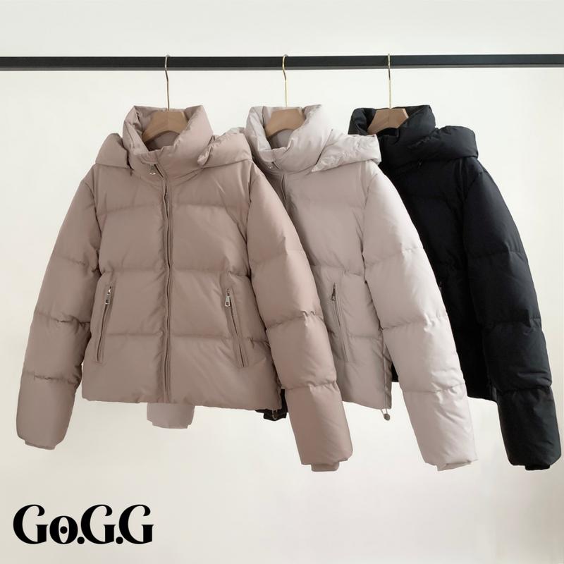 [Bargin-hunting No restocks]Go.G.G Fitted Detachable Hooded Puffer Jacket, Men's Women's Winter Basic Warm Coat with Removable Hood Zip Deep Pockets