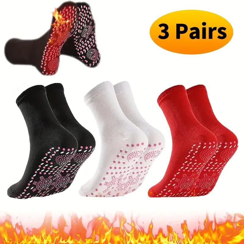 Christmas Self-heating Foot Massage Socks, 3 Pairs Comfortable Warm Massage Socks, Foot Care Socks for Men & Women, Sports & Outdoor Accessories