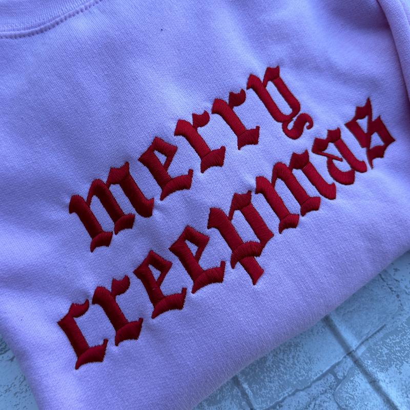 Merry Creepmas Embroidered Crewneck Unisex Sweatshirt Spooky Christmas