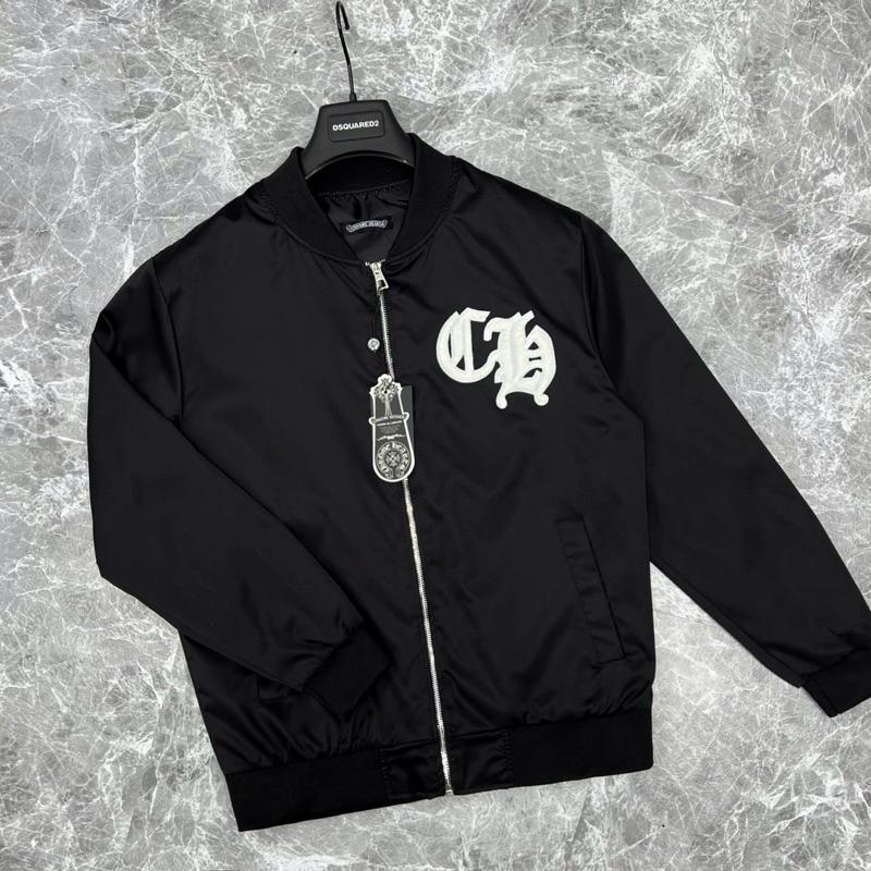 Unisex Chrome Hearts Windbreaker with Roman Letter Embroidery and Fuzzy Cross Detail, Oversized Fit,sports, stadium, fashion, luxury